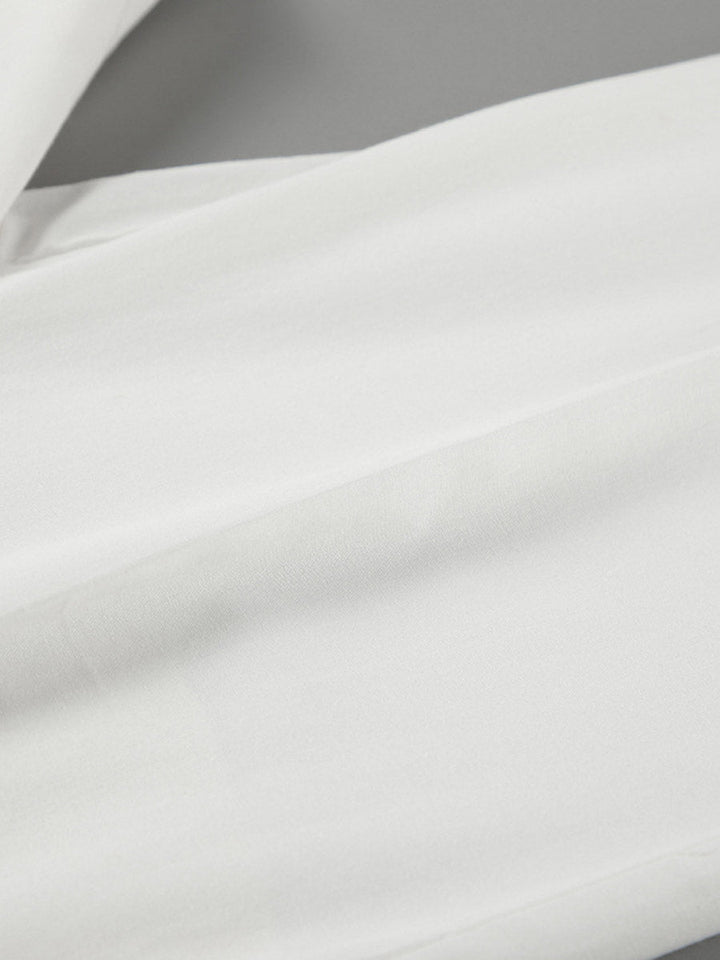 Pantalon plissé à taille élastique, taille haute, à empiècements, couleur unie