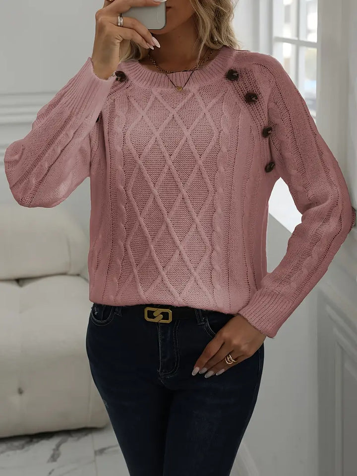 PULL EN CABLE SOLIDE POUR FEMMES | STYLE ÉLÉGANT ET CHAUD