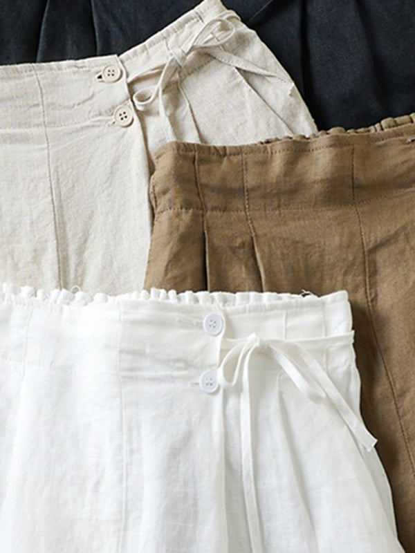 Short ample à taille élastique, couleur unie