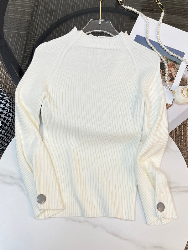 Pull simple ample à col haut, couleur unie