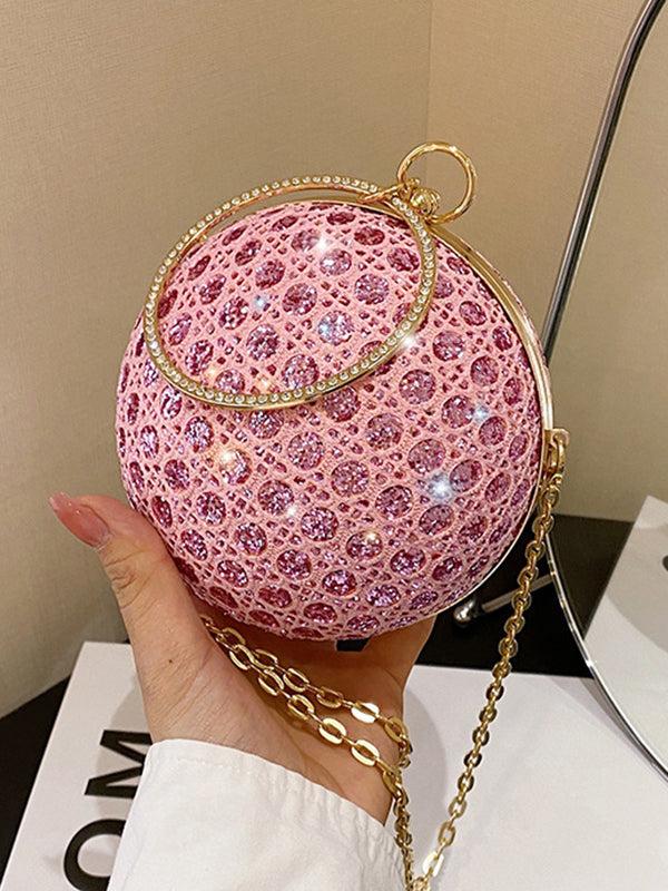 Sac à main géométrique brillant à chaîne, à strass