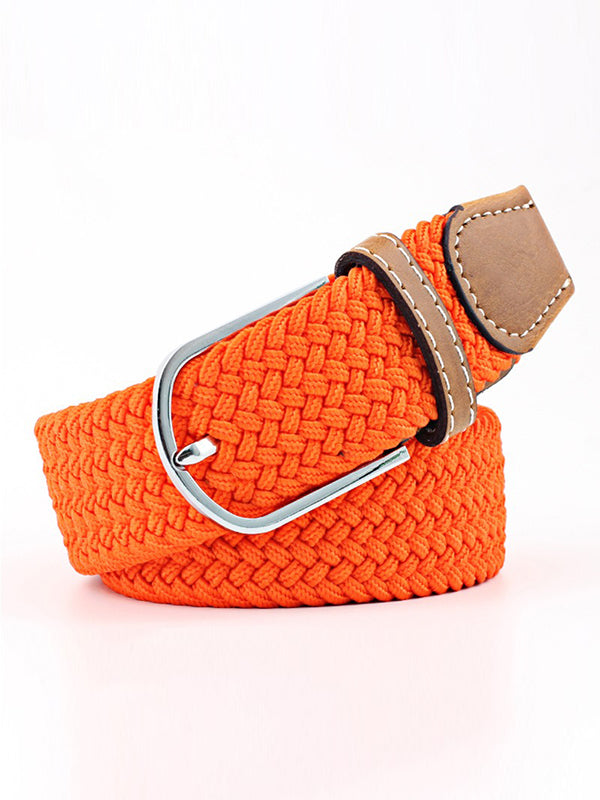 Ceinture tissée de couleurs contrastées simples, 20 couleurs