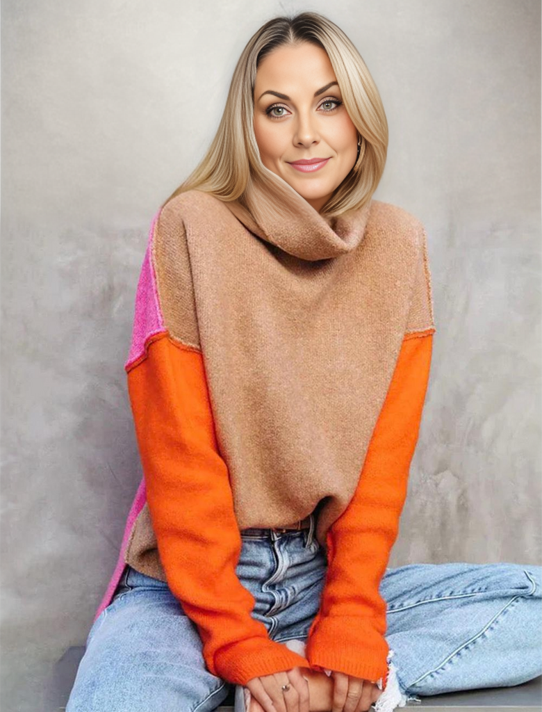 Pull à col roulé pour femmes en coloris bloc | Confortable