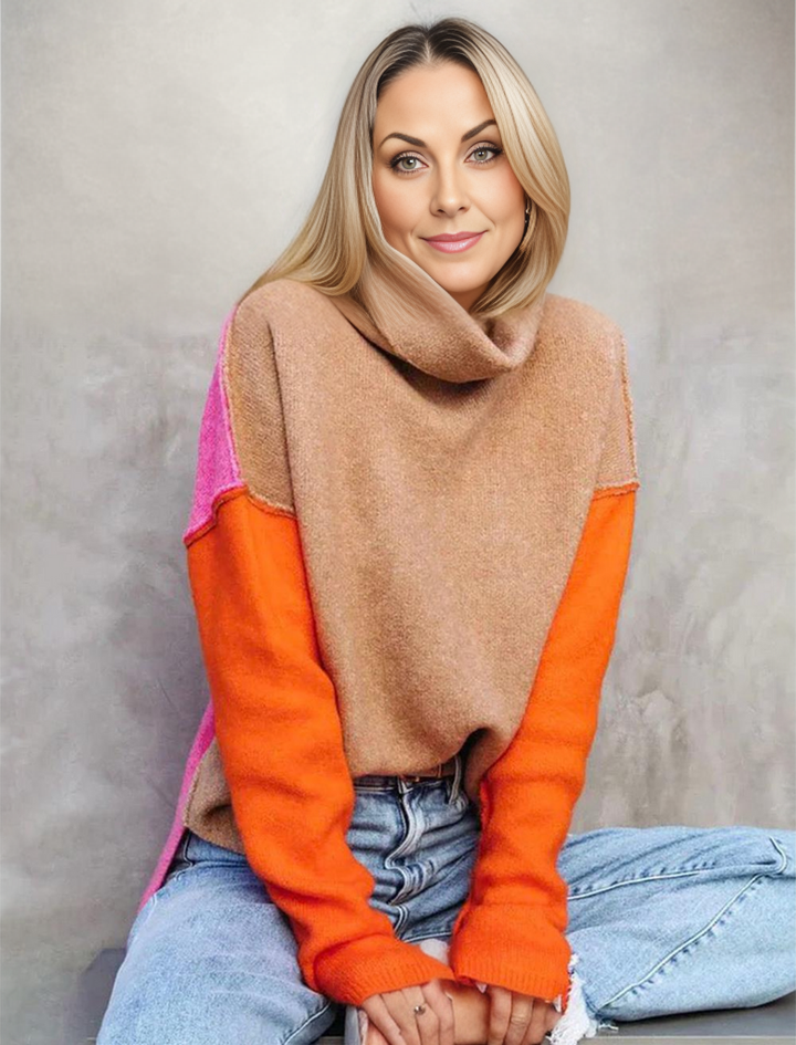 Pull à col roulé pour femmes en coloris bloc | Confortable