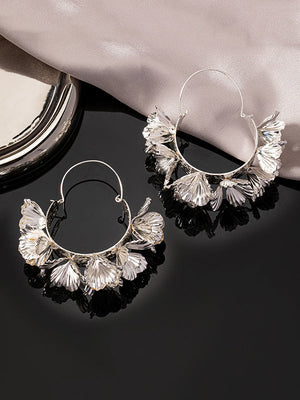 Parure boucles d'oreilles pendantes et boucles d'oreilles géométrique en forme de fleur