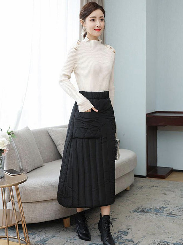 Bas ample matelassé vintage, à taille élastique, taille haute, coupe trapèze