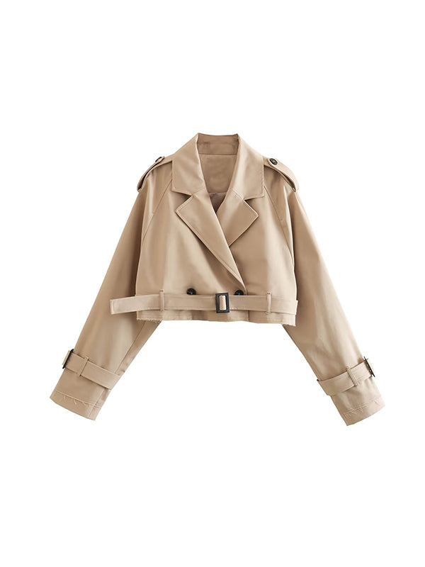 Veste ample à manches longues, à empiècements, à col revers