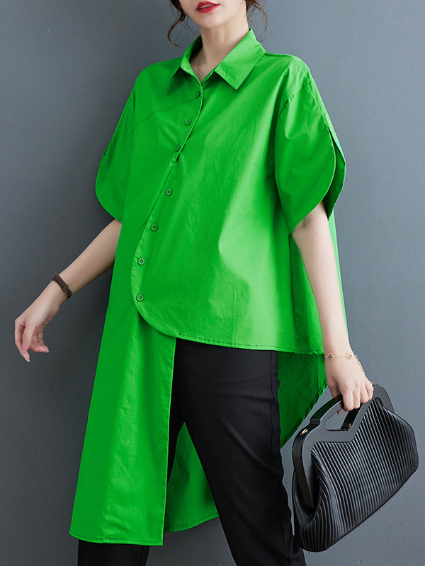 Hauts de chemise à revers de couleur unie à coupe irrégulière