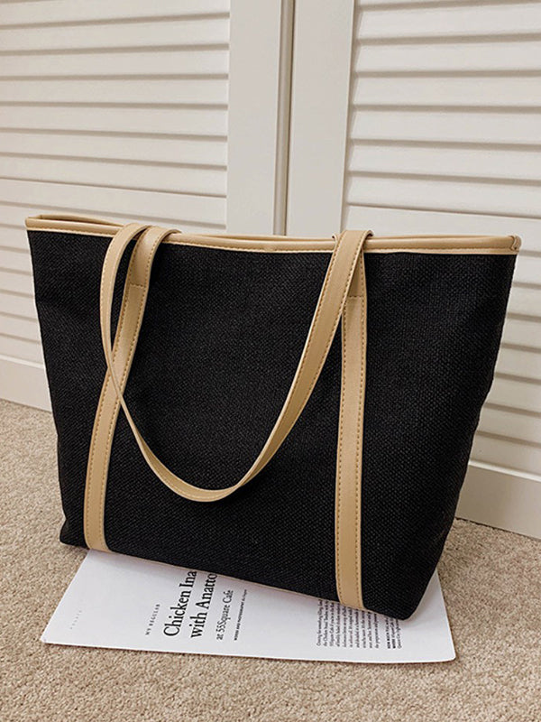Sac fourre-tout décontracté simple en toile de couleur unie