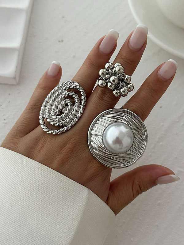 Bague perlée géométrique couleur unie