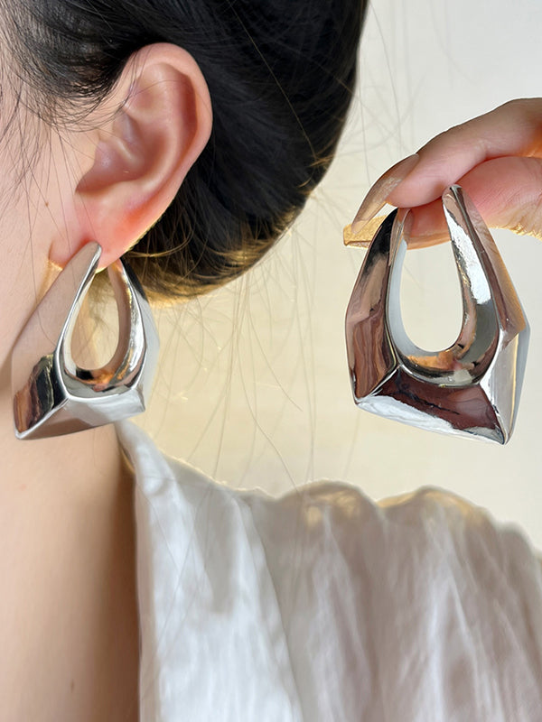 Boucles d'oreilles pendantes géométriques ajourées normcore