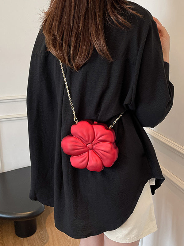 Sac bandoulière brillant à chaîne, en forme de fleur