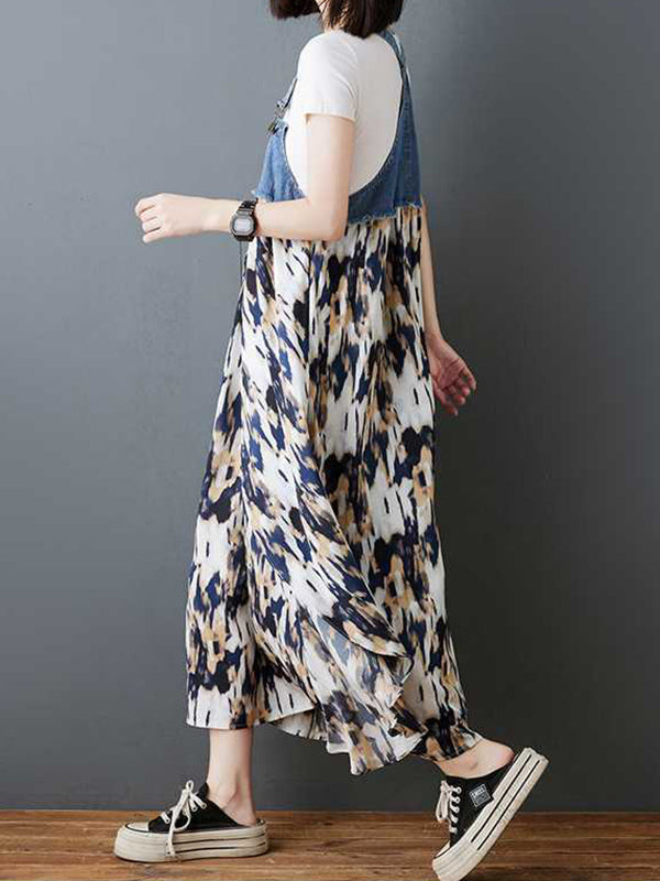 Robe longue ample à imprimé floral, grande taille, poches fendues, col Spaghetti, robe à bretelles