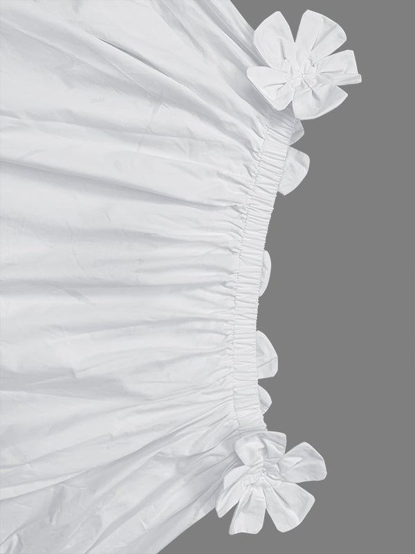 Blouse ample à épaules dénudées ornée de fleurs en 3D, couleur unie