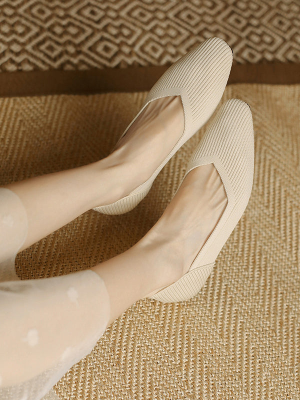 Chaussures à bout carré, couleur unie