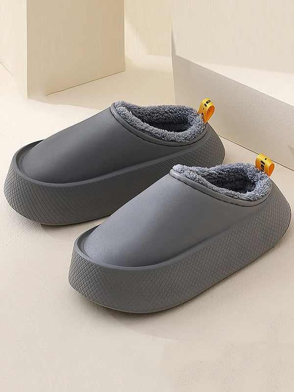 Pantoufles antidérapantes et imperméables en velours pour garder au chaud, couleur unie, pour la maison