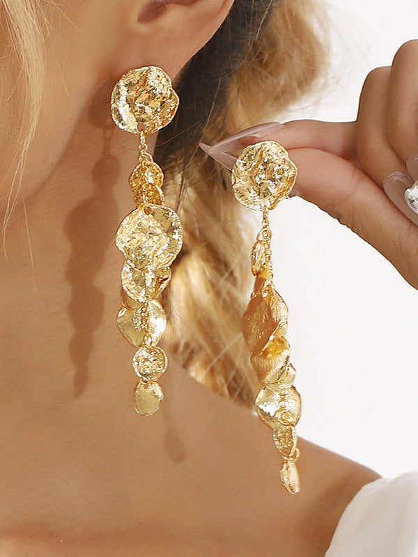 Boucles d'oreilles géométriques à pompons, couleur unie