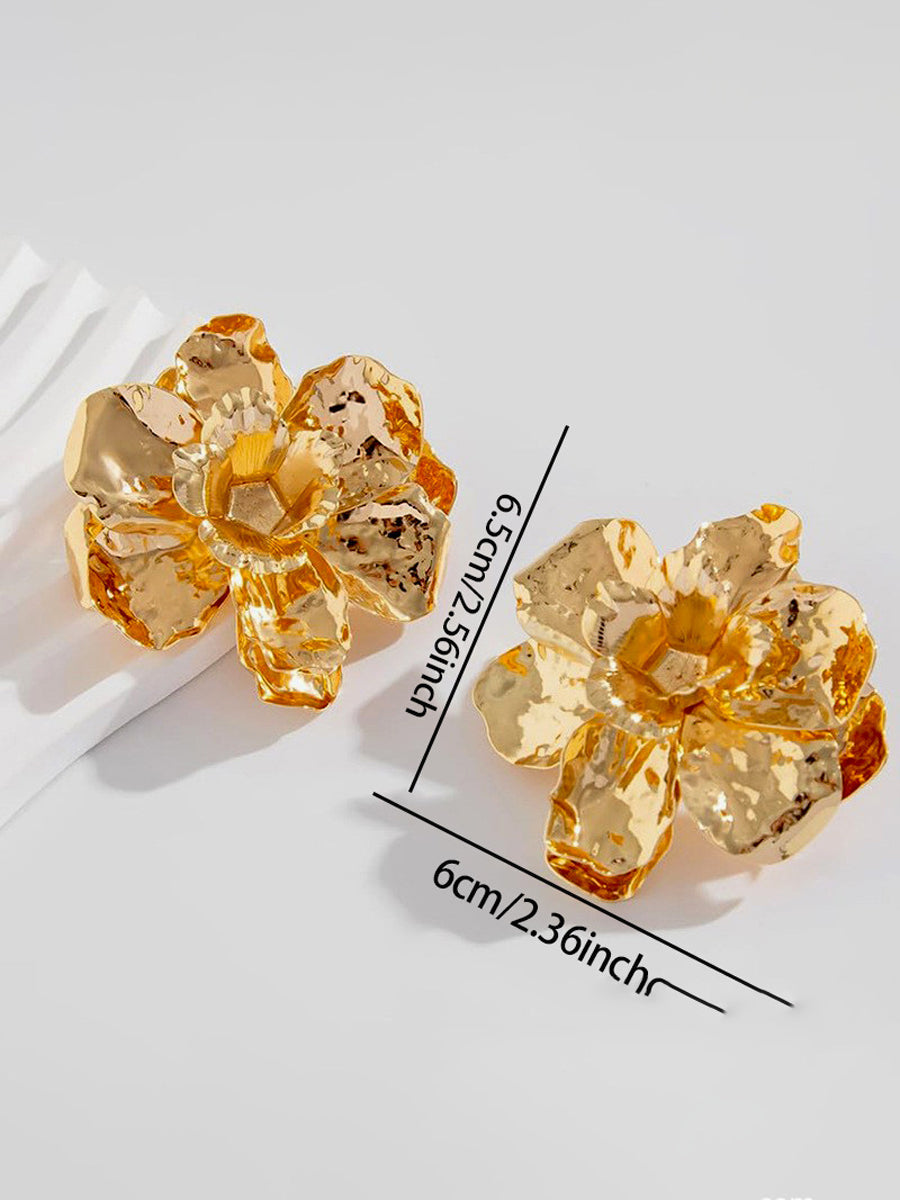 Boucles d'oreilles en forme de fleur, couleur unie