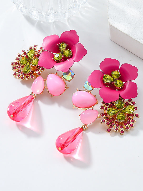 Boucles d'oreilles pendantes en forme de fleur