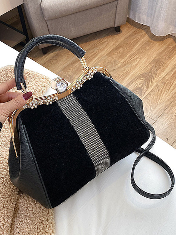 Sac à main géométrique à sequins, à empiècements