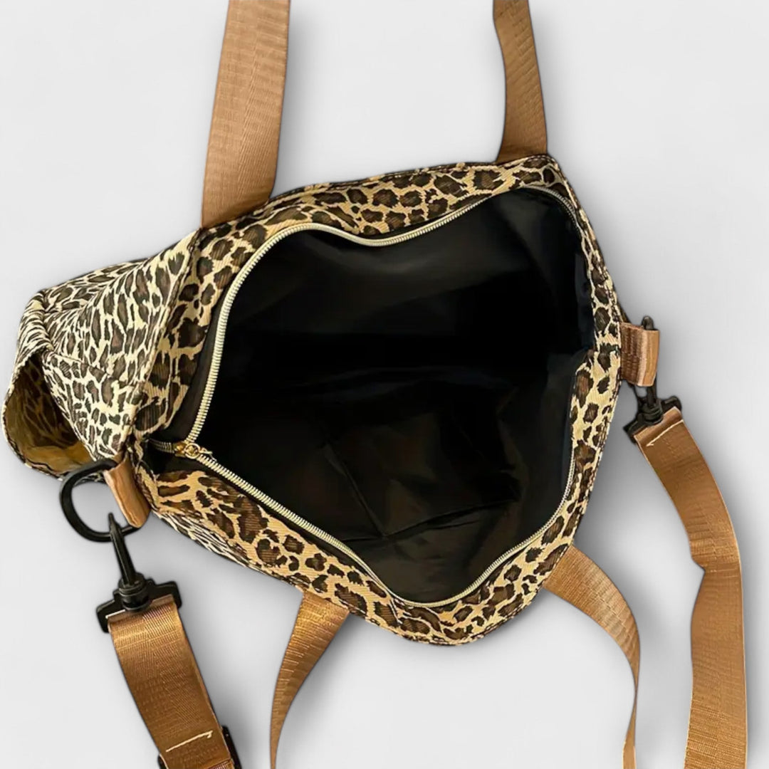 Idris - Sac bandoulière en toile à motif léopard