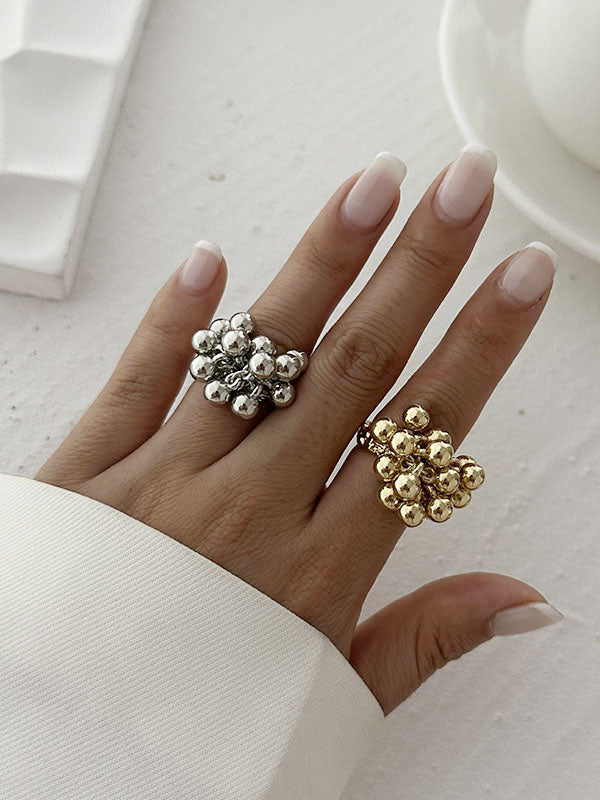 Bague perlée géométrique couleur unie