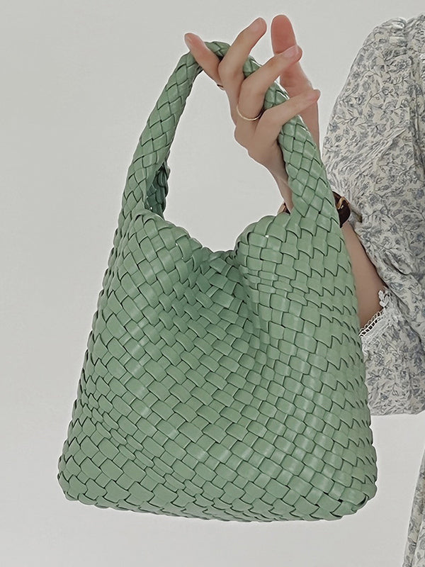 Sac à main tressé couleur unie
