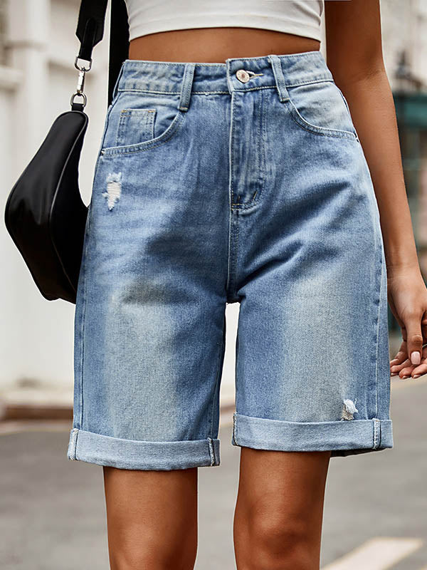 Short ample boutonné taille haute, à poches