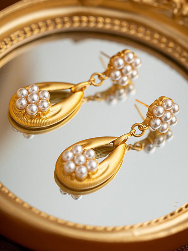 Boucles d'oreilles à chaîne, en forme de fleur