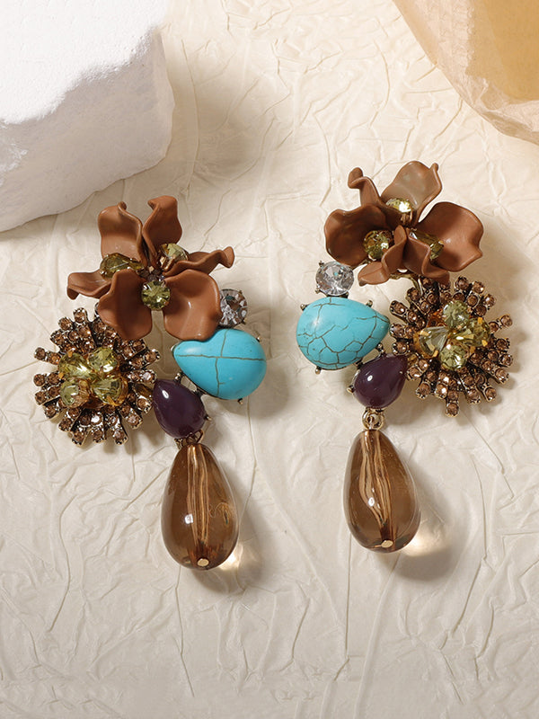Boucles d'oreilles géométriques en forme de fleur, en forme de goutte