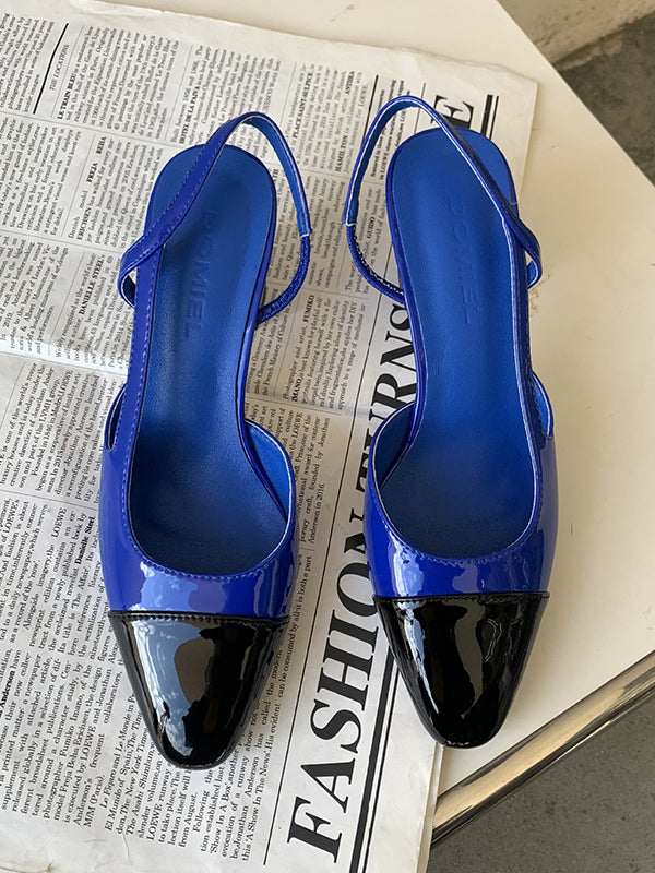Chaussures à brides rondes à bout pointu de couleur contrastée