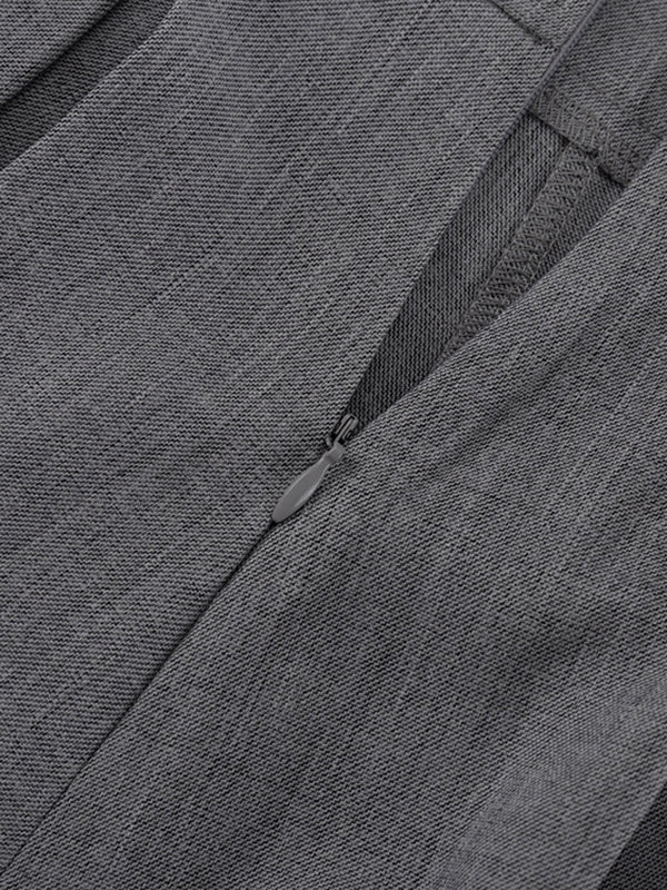 Jupe plissée coupe trapèze, taille haute, sans ceinture, couleur unie