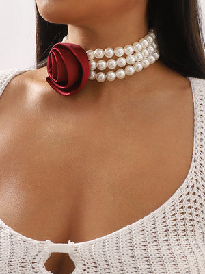 Collier réglable à chaîne, à fleurs en 3D