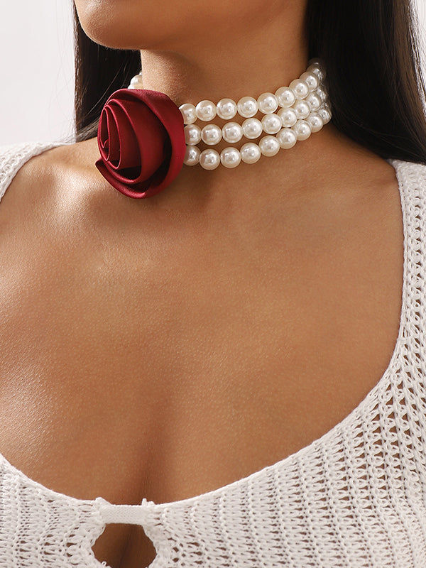 Collier réglable à chaîne, à fleurs en 3D