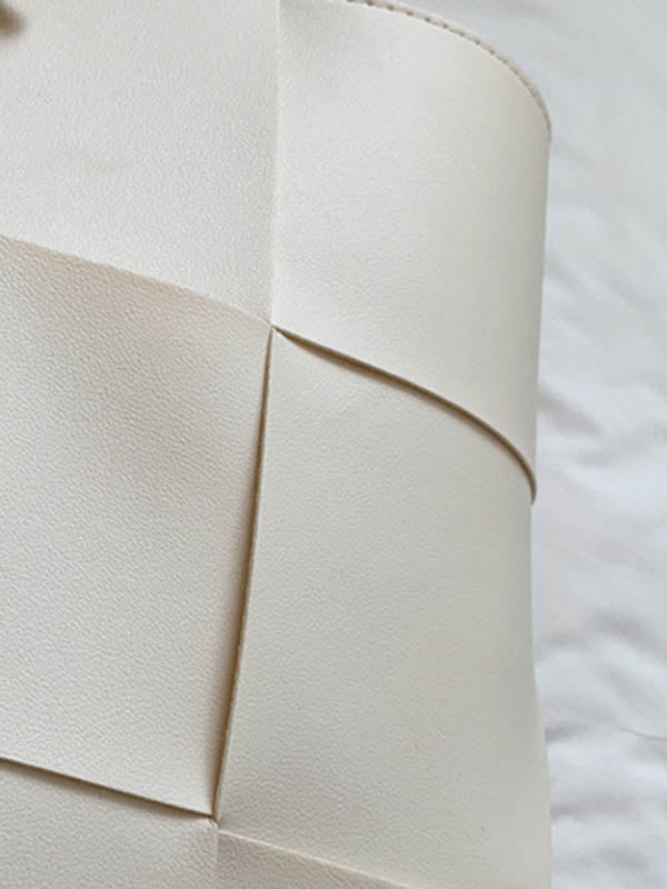 Sac à main géométrique tressé à empiècements, couleur unie