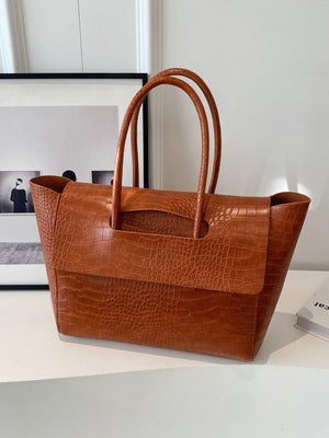 Sac cabas à empiècements, couleur unie