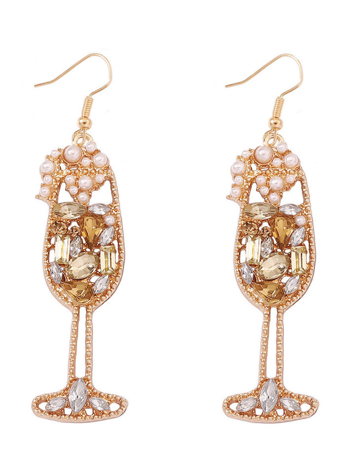 Accessoires de boucles d'oreilles en verre de vin brillant