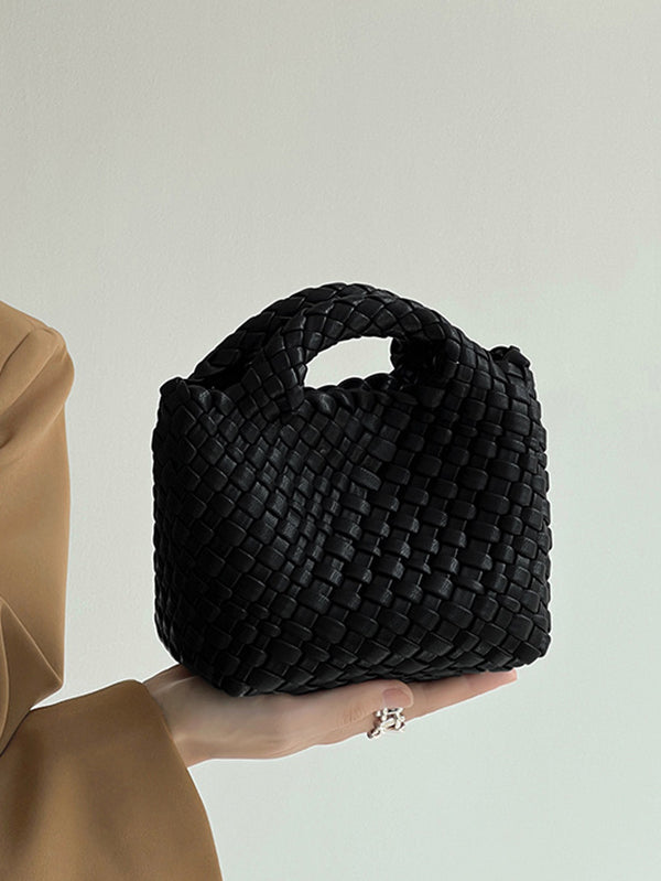 Sac à main tressé couleur unie