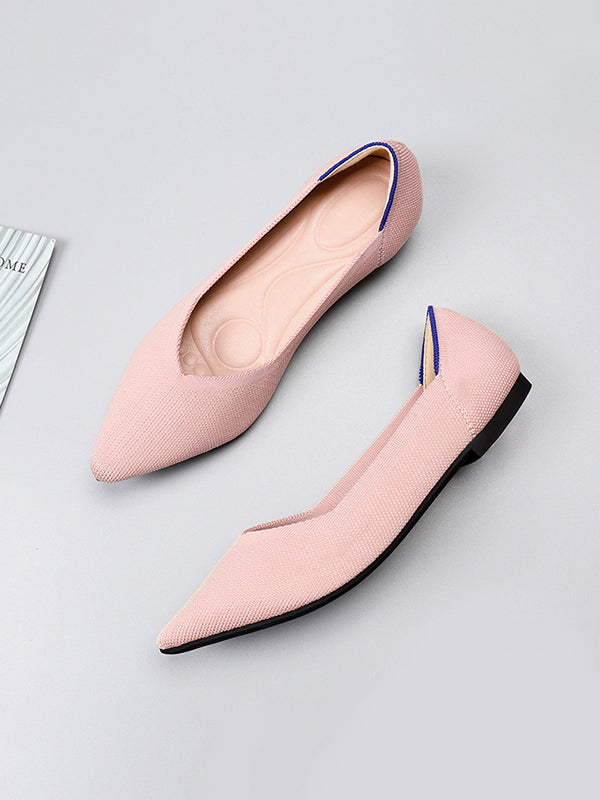 Chaussures plates à bout pointu, à découpe basse, à empiècements