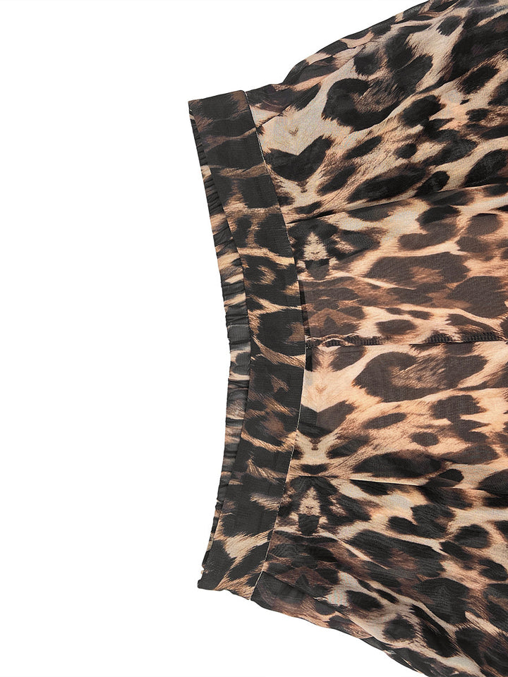 Pantalon taille haute, en dégradé, à imprimé léopard