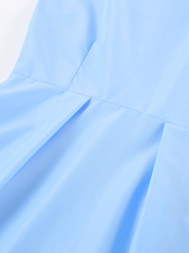Robes courtes chemise à manches longues, ample, boutonnée, couleur unie, joint torsadé, revers torsadé