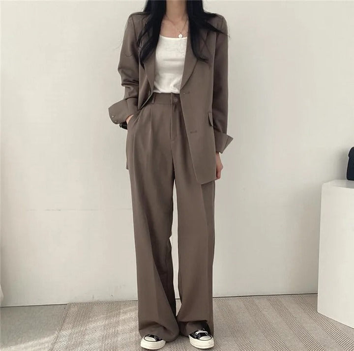 Costume Pantalon Femme Coupe Loose Blazer Baggy