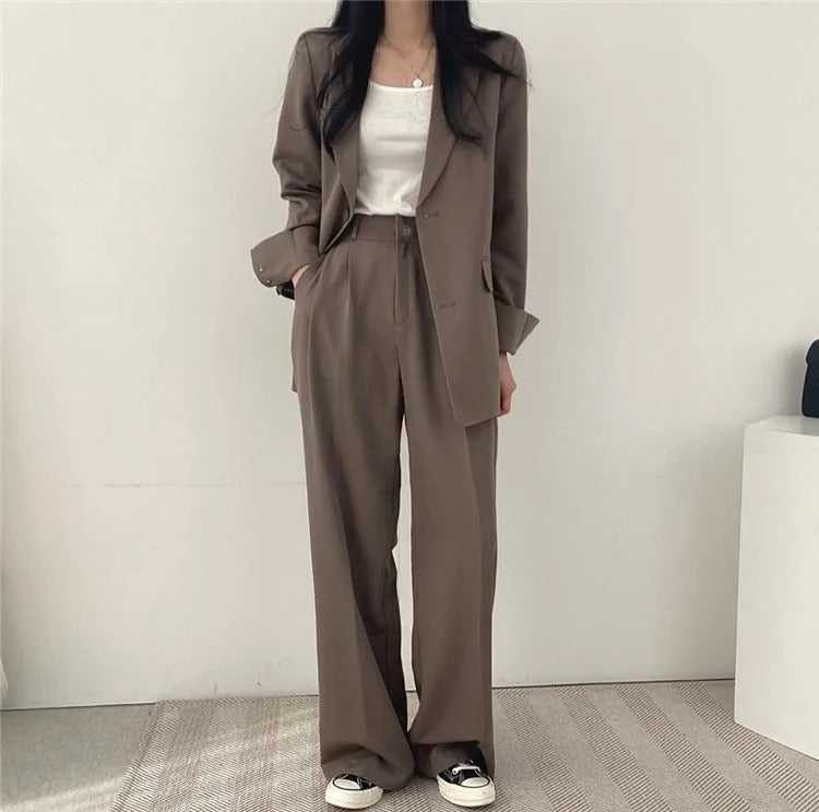 Costume Pantalon Femme Coupe Loose Blazer Baggy