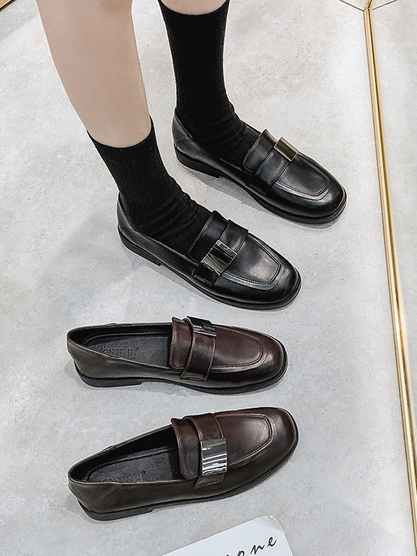 Mocassins à bout carré à coupe peu profonde