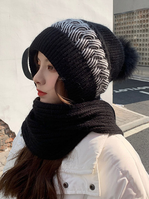 Ensemble écharpe et bonnet en jacquard, 7 coloris