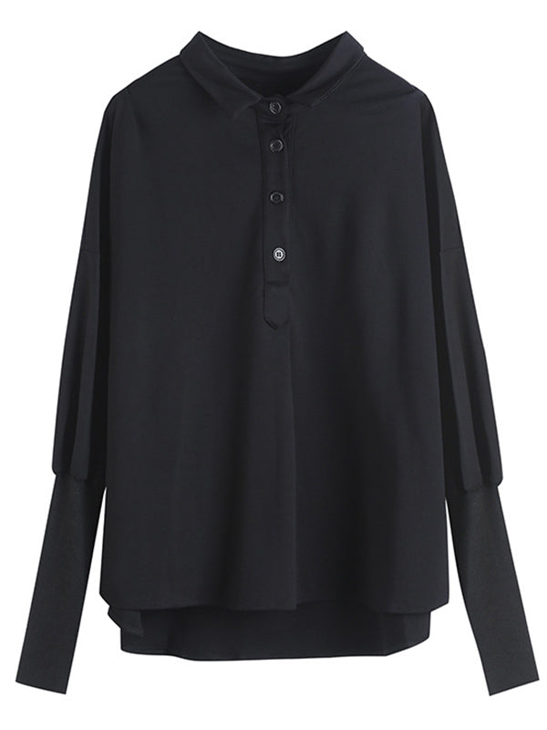 Chemise grise noire à empiècements, col polo