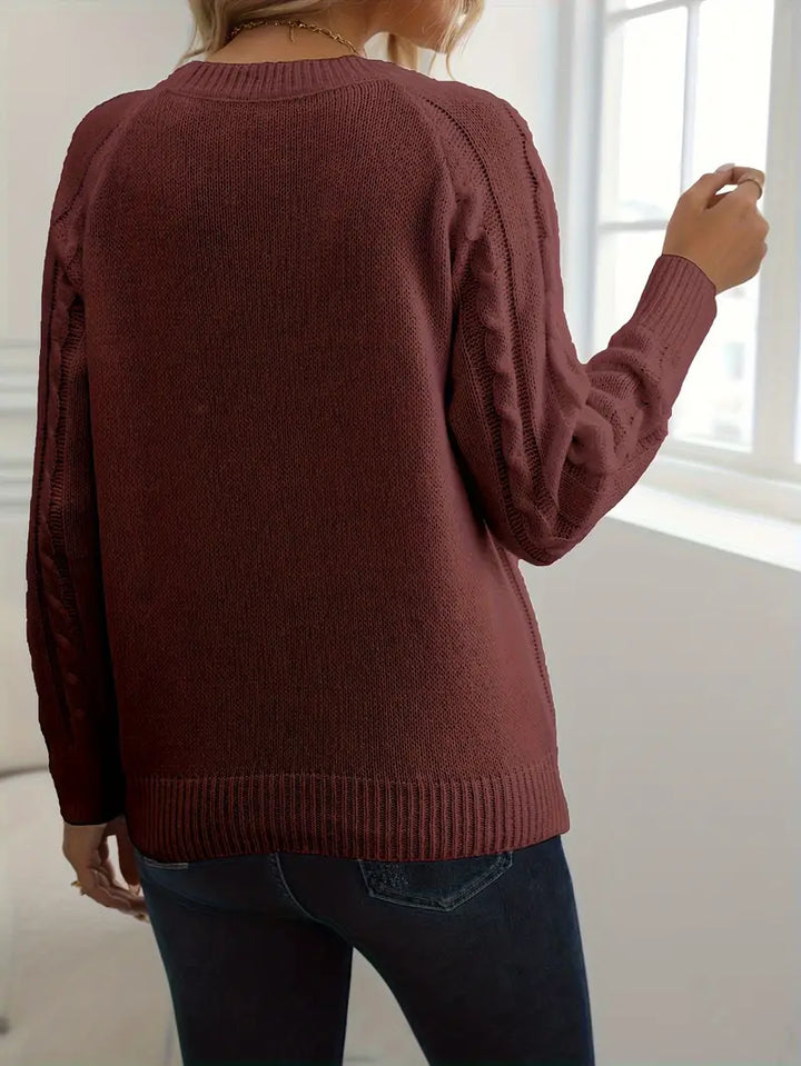 PULL EN CABLE SOLIDE POUR FEMMES | STYLE ÉLÉGANT ET CHAUD