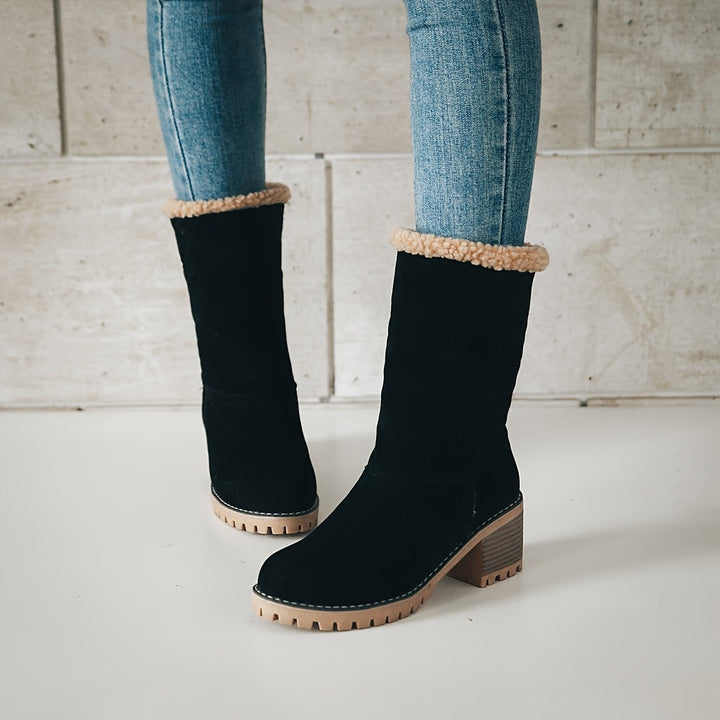 Bottes d'Hiver Femme | Bottines à Enfiler avec Talon Bloc
