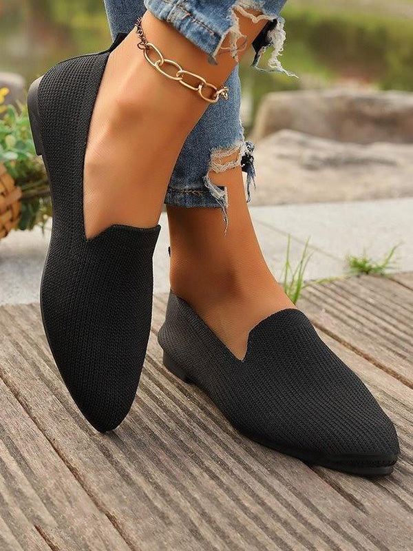 Chaussures plates à bout pointu, à découpe basse, à empiècements