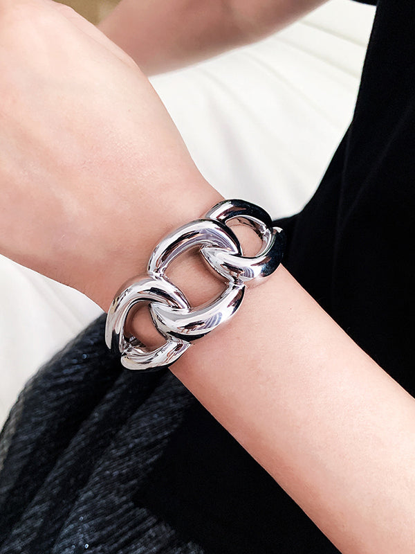 Bracelet géométrique ajouré normcore, couleur unie